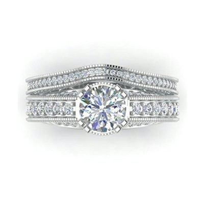 floor pic of Platinum over sterling silver wedding ring sets