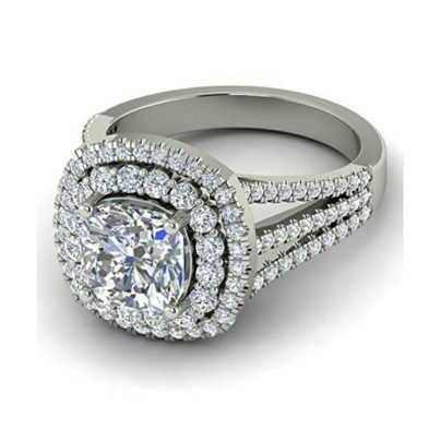 cushion cut halo engagement ring split shank view