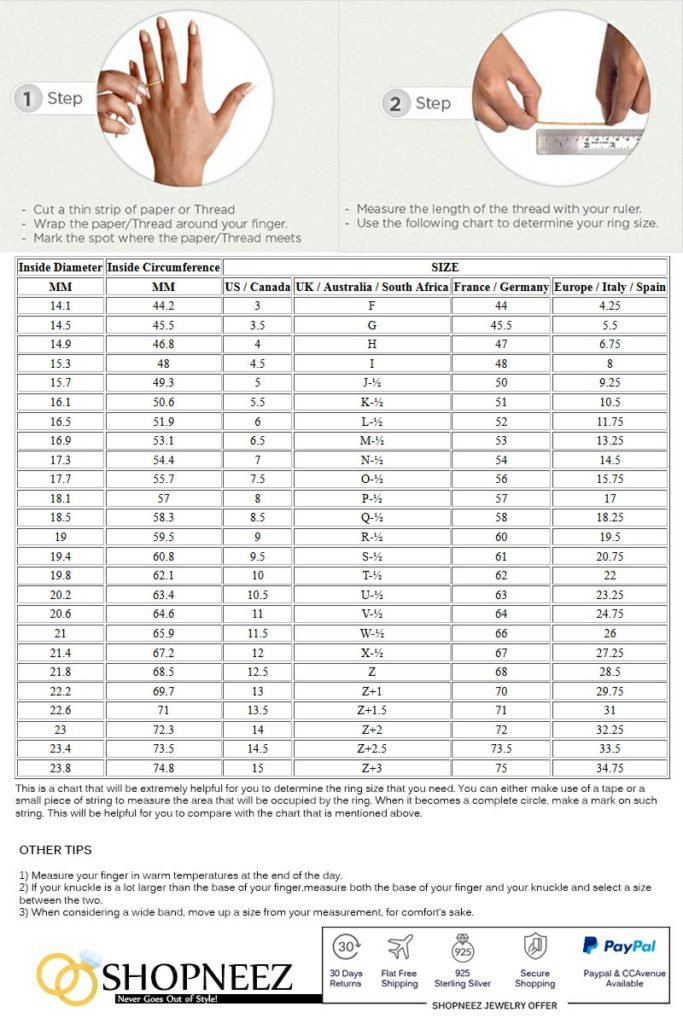 Princess Diamond Size Chart