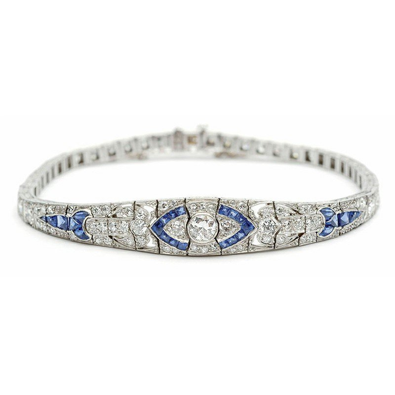 Cz Studded 5 05 Ct Art Deco Bracelet In 925 Sterling Silver Sj7266 Cz Studded 5 05 Ct Art Deco Bracelet In