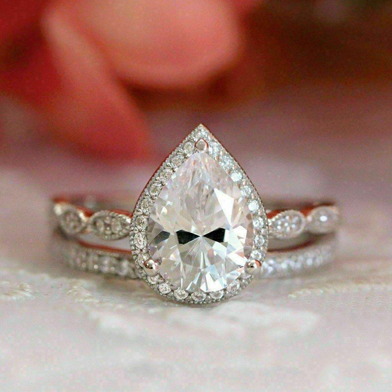 Solid 925 Sterling Silver Vintage Style Ring 1 Ct Two Tone Color
