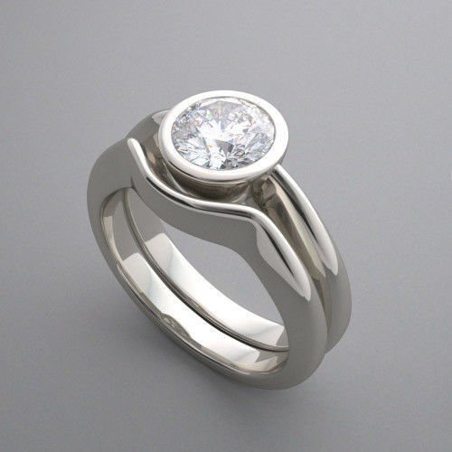 Buy 1.70 Ct White Round Cut CZ Bezel Set Engagement Wedding 925 Silver ...