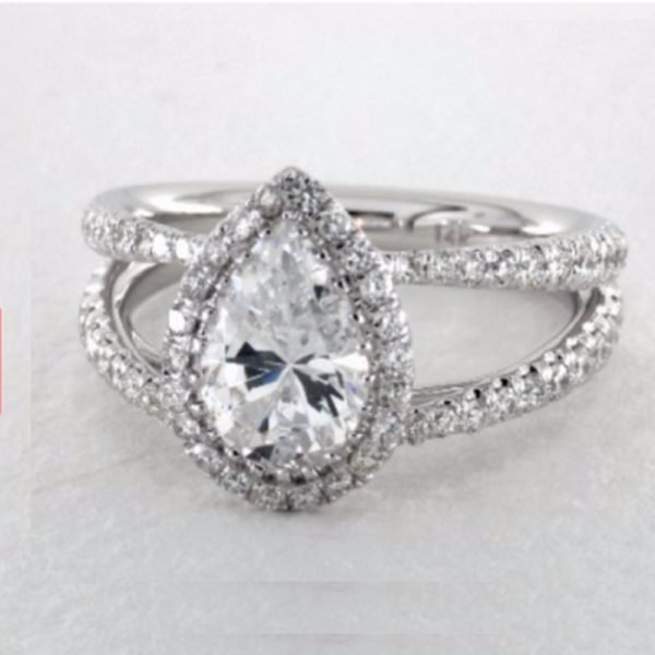 2.00 Ct Pear Cut VVS1 Diamond Halo Engagement Wedding Ring 14K White Gold Over 2.00 Ct Pear Cut VVS1 Diamond Halo Engagement Wedding Ring 14K White Gold Over