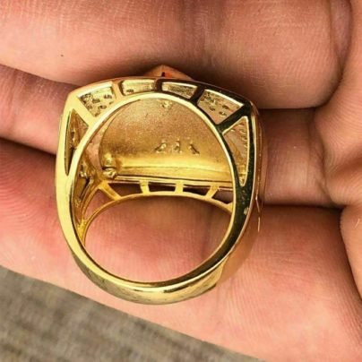 Jesus ring studded with diamond back side