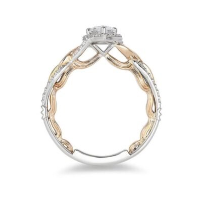 Enchanted Disney Rapunzel 1 CT Pear Shaped Moissanite Diamond Halo Twist Engagement Ring SJ7951