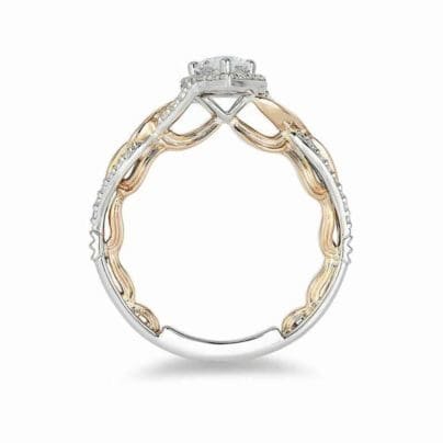 Enchanted Disney Rapunzel 1 CT Pear Shaped Moissanite Diamond Halo Twist Engagement Ring SJ7951