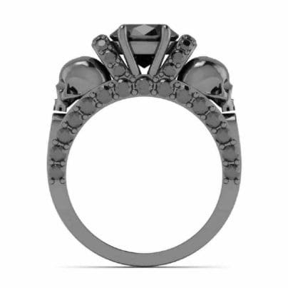 2.20 Round Cut Black Diamond Gothic Skull Engagement Wedding Ring In 925 Silver SJ8010