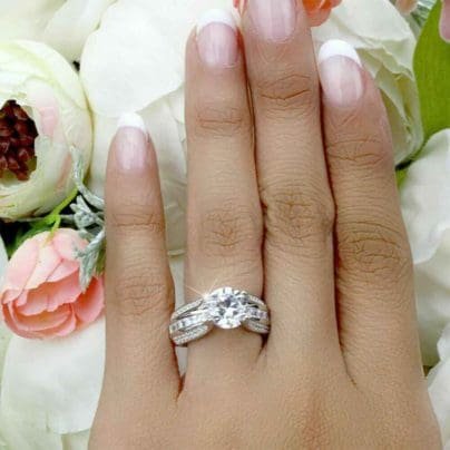 3.00Ct Round Moissanite Diamond Wedding Engagement Ring 14K White Gold Over SJ8034