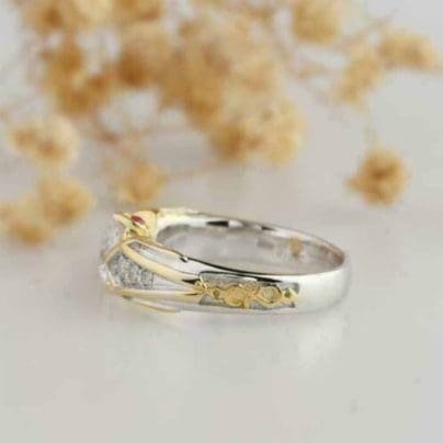 1.50Ct Round Cut Moissanite Engagement Ring 14k Two Tone White Gold Over SJ8081