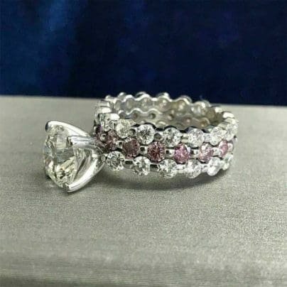 2.40 CT Round Cut Engagement 3PCS Trio Beautiful Ring Sets 925 Sterling Silver SJ8097