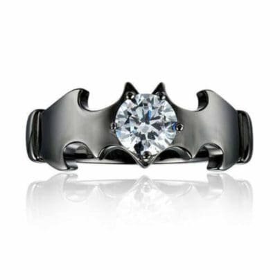 Batman Solid 925 Silver 2ct White Round Cut Diamond Couple Ring Set SJ8101