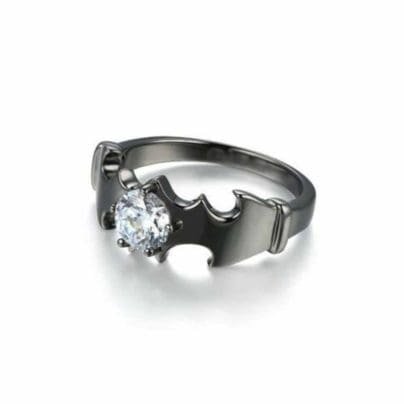 Batman Solid 925 Silver 2ct White Round Cut Diamond Couple Ring Set SJ8101