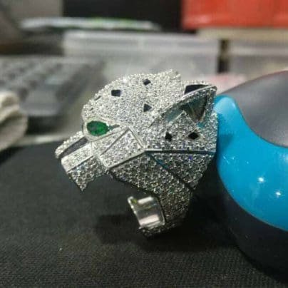 Solid 925 Silver in Green Eye Panther Men's Wedding Anniversary Gift Item Ring SJ8104