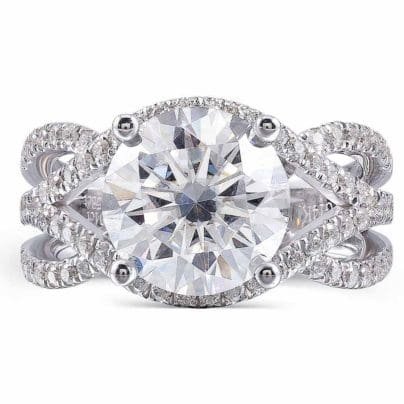 4.25Ct White Round Cut Diamond Solitaire Split Shank Engagement Ring 925 Silver SJ8105