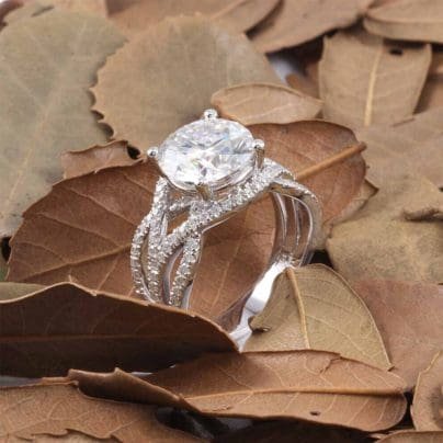 4.25Ct White Round Cut Diamond Solitaire Split Shank Engagement Ring 925 Silver SJ8105