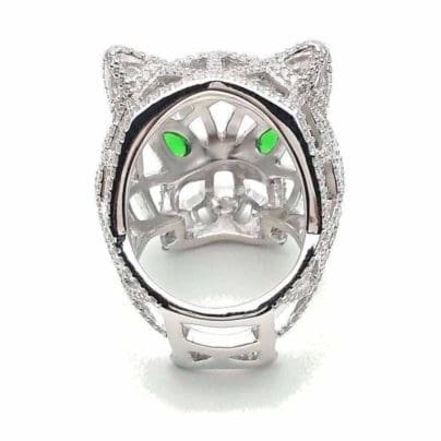 Women Ladies Panther Genuine Solid 925 Sterling Silver Pave CZ Cocktail Ring SJ8107