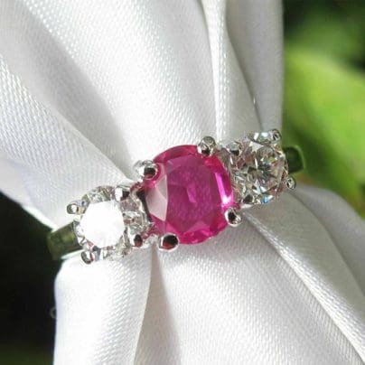 Pink White Round Cut Three Stone Woman Engagement Wedding 925 Fine Silver Ring SJ8116