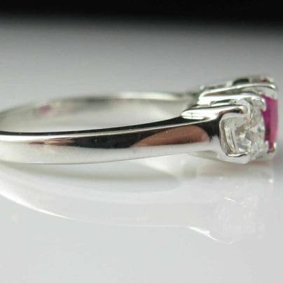 Pink White Round Cut Three Stone Woman Engagement Wedding 925 Fine Silver Ring SJ8116