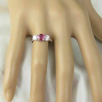Pink White Round Cut Three Stone Woman Engagement Wedding 925 Fine Silver Ring SJ8116