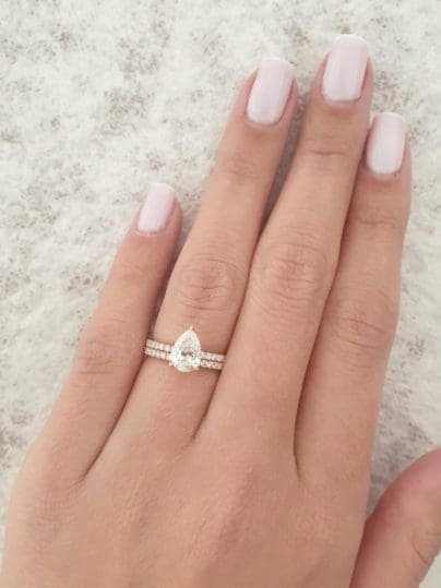 Diamond Engagement Ring, 1.20 Carat Pear Shape Solitaire Diamond Ring in 14k Rose Gold Over, Engagement Ring, Diamond Ring,Free Shipping SJ8119