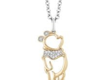 Disney Treasures Winnie the Pooh Diamond Necklace Pendent In 925 Sterling Silver SJ8168