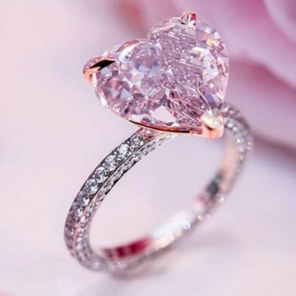 Buy 3.18Ct Pink Heart Cut Diamond Solitaire Engagement Ring 925 Silver ...