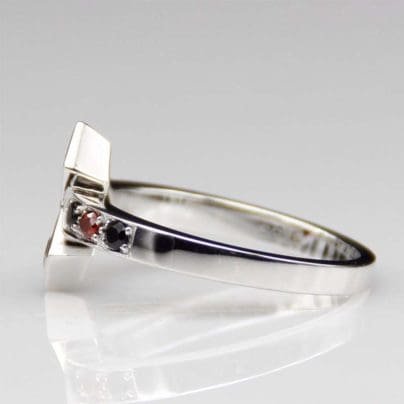 Ruby Red & Black Diamond Harley Quinn fan Cocktail Engagement Ring Comic Book Wedding SJ8185