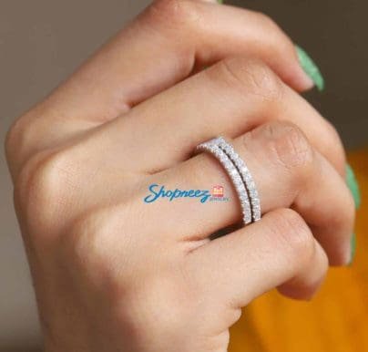 Moissanite Wedding Bands / White Gold Diamond Band Set / 2 Pieces Moissanite Wedding Band Sets / Half Eternity Band / Diamond Wedding Band SJ8196