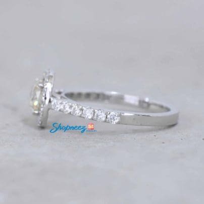 Moissanite Cushion Halo Ring / 1.00 CT Near Colorless Moissanite Ring / White Gold Engagement Ring For Women / Moissanite Halo Diamond Ring SJ8197