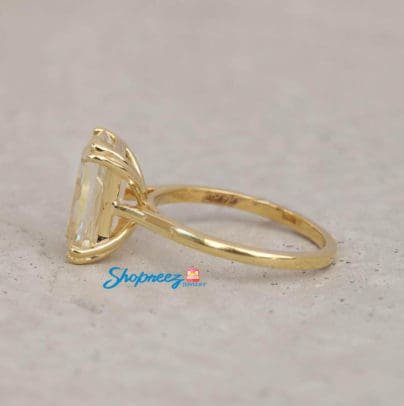 4 CT Near Colorless Solitaire Ring, Criss Cut moissanite Ring, Perfect Engagement Diamond Ring, Anniversary Gift In Yellow Gold SJ8291