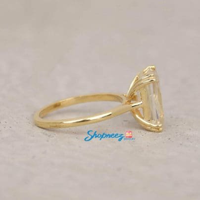 4 CT Near Colorless Solitaire Ring, Criss Cut moissanite Ring, Perfect Engagement Diamond Ring, Anniversary Gift In Yellow Gold SJ8291