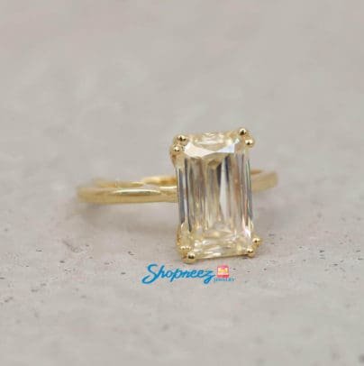 4 CT Near Colorless Solitaire Ring, Criss Cut moissanite Ring, Perfect Engagement Diamond Ring, Anniversary Gift In Yellow Gold SJ8291