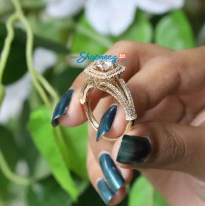 Double Halo Moissnaite Engagement Ring, Moissanite Ring, Halo 14k Yellow Gold Ring, Art Deco Split Shanks Wedding Ring, Cyber Sale SJ8292