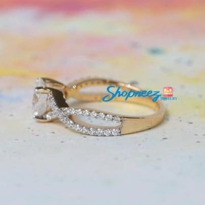 Round Moissanite 1.00 CT Colorless Solitaire With Accented Ring, Yellow Gold Ring, Moissanite Wedding Ring, Gift Ring For Women SJ8293