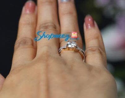Round Moissanite 1.00 CT Colorless Solitaire With Accented Ring, Yellow Gold Ring, Moissanite Wedding Ring, Gift Ring For Women SJ8293