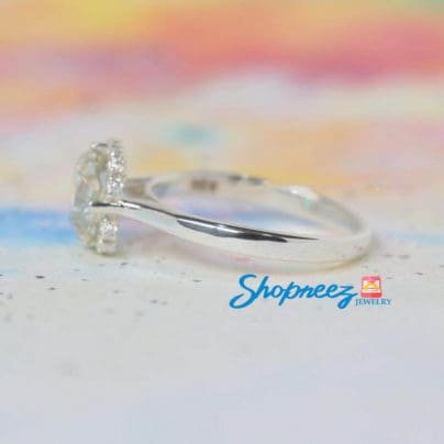 Round Moissanite Engagement Ring, Radiant Moissanite Hidden Halo Ring, 2.00 CT Off White Moissanite White Gold Ring, Gift For Her SJ8296