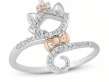 New Disney Treasures Aristocats Diamond Ring With 1/10 ct tw 925 Sterling Silver SJ8391