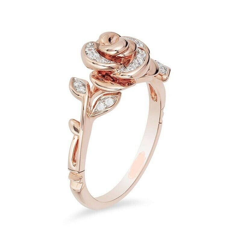 Enchanted Disney Belle 1/10 CT. T.W. Diamond Rose Ring in Rose Gold Fn