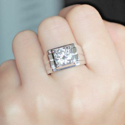4.00 ct Round White Diamond Engagement Wedding Men's Ring 925 Sterling Silver SJ8411