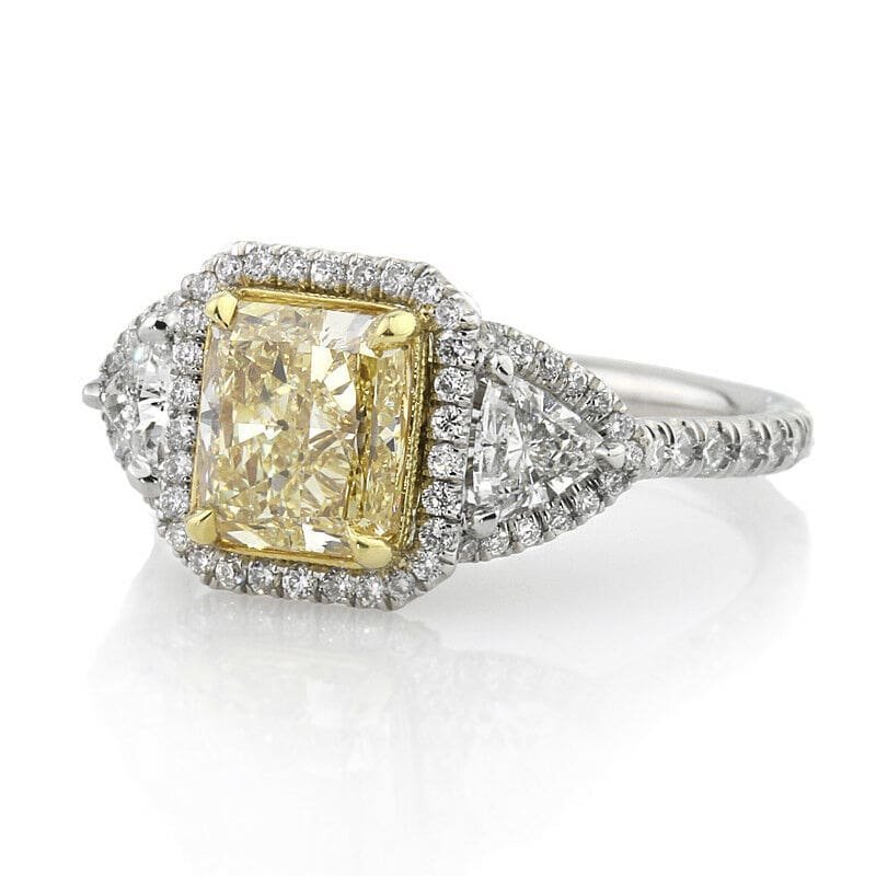 Buy 3.45ct Fancy Yellow Radiant Cut Diamond Halo Engagement Ring 925 ...