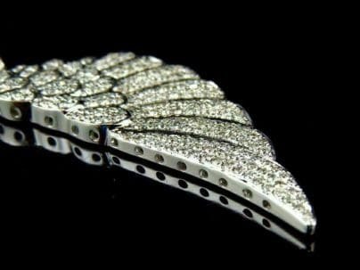 14k White Gold Finish Single Angel Wing 2.00 Ct Diamond Pendant Charm 925 Silver SJ8462