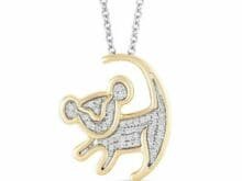 0.10 CT Disney Treasure Simba Lion King Inspired Diamond Pendant in Solid 925 Silver SJ8590