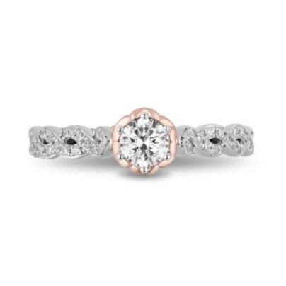 Enchanted Disney Maleficent 1 Ct White Round CZ Diamond Ring in Two-Tone 925 Sterling Silver Twisted Ring Beautiful Design Ring Female Ring SJ2247