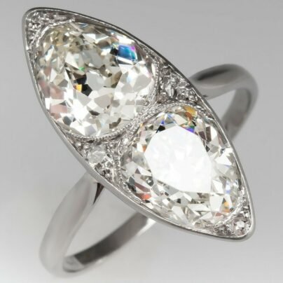 Fine Antique Pear Shape 925 Sterling Silver With Twin 3.71 CT CZ Women's Ring SJ2310