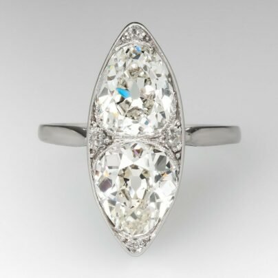 Fine Antique Pear Shape 925 Sterling Silver With Twin 3.71 CT CZ Women's Ring SJ2310
