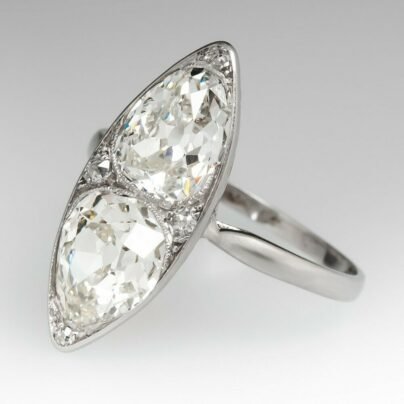 Fine Antique Pear Shape 925 Sterling Silver With Twin 3.71 CT CZ Women's Ring SJ2310