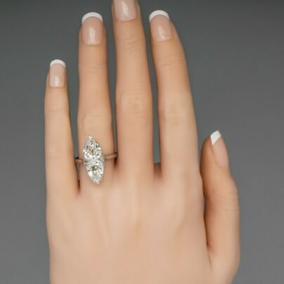 Fine Antique Pear Shape 925 Sterling Silver With Twin 3.71 CT CZ Women's Ring SJ2310