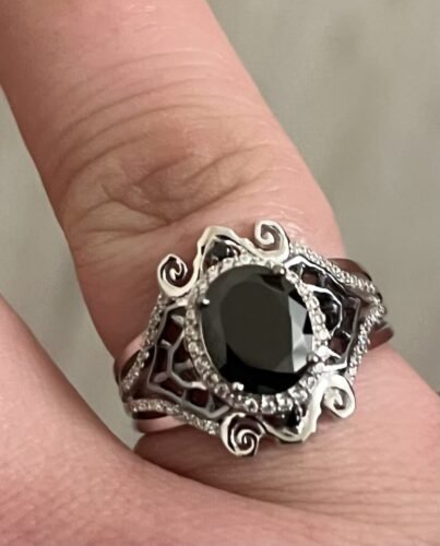 New Disney Treasures Nightmare Before Christmas Ring * Black Onyx Ring * 1/5 ct tw Diamonds in Sterling Silver Ring * Valentine Ring SJ2505 photo review