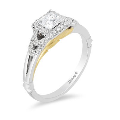 Enchanted Disney Pocahontas 3/4 CT. T.W. Princess-Cut Diamond Frame Feather Engagement Ring in 14K Two-Tone Gold Finish Promise Ring SJ2415