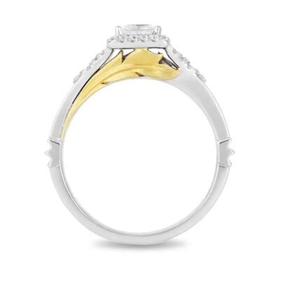 Enchanted Disney Pocahontas 3/4 CT. T.W. Princess-Cut Diamond Frame Feather Engagement Ring in 14K Two-Tone Gold Finish Promise Ring SJ2415